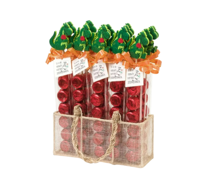 Expositor con 20 estuches con bombones para el día de san Jorge con tarjeta2